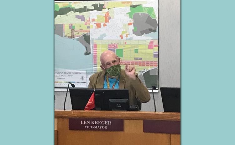 Fernandina Beach Vice Mayor Len Kreger voiced frustration about violations of the city's mask ordinance he saw when the commission held a workshop at the city-owned golf club, adding it was the city staff's responsibility to ask people to wear masks, not his as a city official.   JULIA ROBERTS/NEWS-LEADER