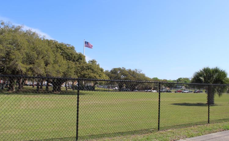 Fernandina Beach City Commissioner Bradley Bean told the Nassau County School Board this fence in front of the district’s central office is “both metaphorically and physically” “a barrier between our two boards,” and asked the board to consider removing it.