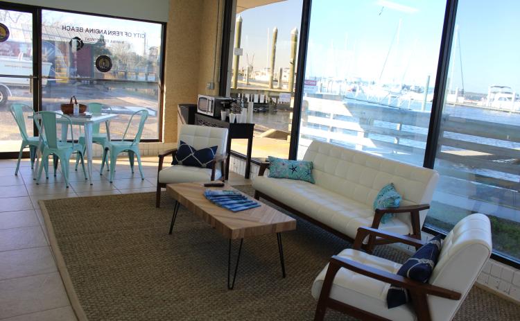 Oasis Marinas took over the Fernandina Harbor Marina in December and has since been working to improve amenities. The boaters lounge has been refurbished with new furniture and a coffee bar, where boaters can relax with a view of the south basin of the marina.