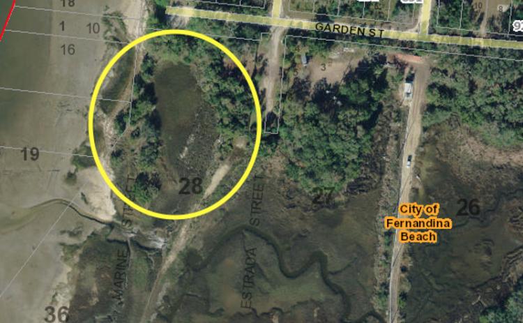 The circled area is a piece of property near Old Town that Vice Mayor Len Kreger is working to obtain from WestRock so the city can put it into conservation. CITY OF FERNANDINA BEACH