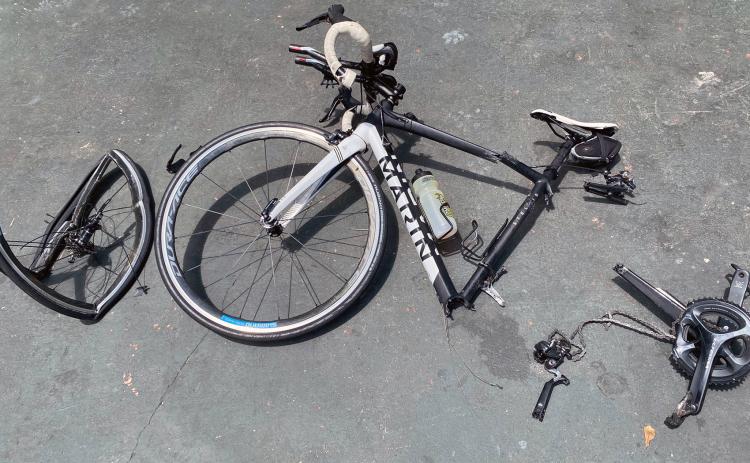 Mike Alessi suffered injuries after he was struck by a pickup truck on U.S. 1 South near Ship Inn July 10. His bicycle broke in half on impact. The driver did not stop.