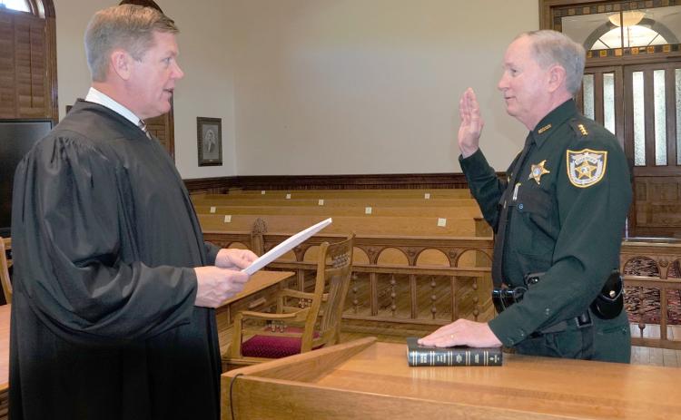 Sheriff Bill Leeper swears in for a third term in office Jan. 5, with Judge Steven Fahlgren administering the oath. His term runs until Jan. 6, 2025.