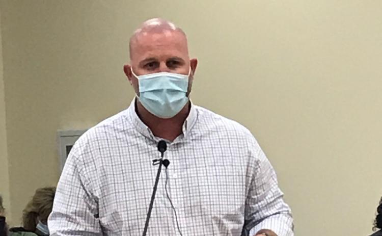 Brad Wright, who said his daughter plays volleyball at Fernandina Beach High School, asked that parents be allowed to attend sporting events when Nassau County schools reopen in August so they can make video recordings of their children playing to share with college coaches and recruiters. JULIA ROBERTS/NEWS-LEADER