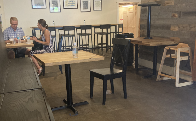 Each member of the staff must wear a mask, there are bottles of hand sanitizer at every table, and there is at least six feet between every possible seating area. DILLON BASSE/FOR THE NEWS-LEADER