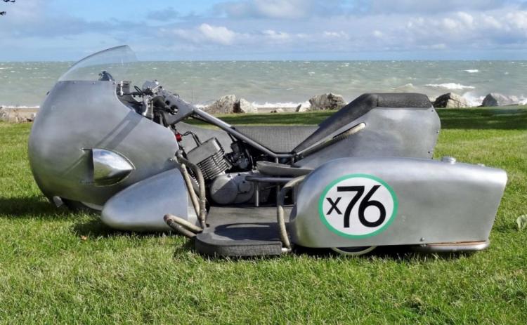 How’s this for rare, fast and eccentric? The Devlin 428 was built in 2013 to pre-1978 road racing class specifications. The engine is based on a 1976 Yamaha RD400 two-stroke that has been modified to produce 67 horsepower. The frame is 4130 chromoly, and the bodywork is rolled and hammered aluminum fabricated entirely by the designer, Devlin Hunt.