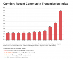 Recent community transmission index for Camden County, GA