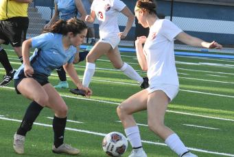 Camden County's Brooklynn Aviles defends against Lowndes. (Andy Diffenderfer/Tribune & Georgian)