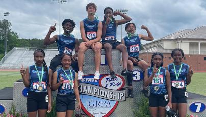 Camden PSA track and field athletes visited the winner’s circle often at the Georgia Recreation and Park Association Class B/C meet last weekend in Jefferson. (Submitted photo)