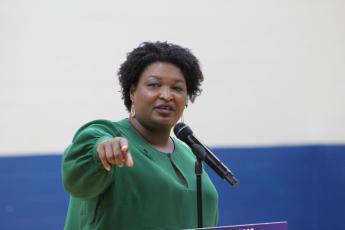 Georgia gubernatorial candidate Stacey Abrams speaks during a rally Tuesday evening in Kingsland. Abrams, a Democrat, is running to unseat incumbent Brian Kemp as governor.
