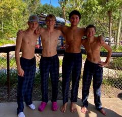 The Camden County High boys 400 freestyle relay team of Javier McClenic, Clayton Simmer, William Sopp and Noah Corning qualified for state with their first-place swim last Saturday in Valdosta. (Submitted photo)