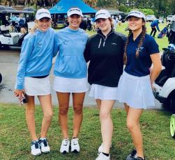 Camden County High golfers Georgia Blount, Sara Parker, Mia Prendergrast and Samantha Askins teed it up last Saturday at the Red Terror Cup on Jekyll Island.  (Submitted photo)