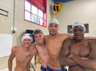 Noah Corning, Clayton Simmer, Javier McClenic and Carlos Barber have qualified for state in the 200 medley relay. (Submitted photo)
