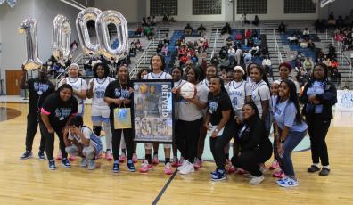 Camden County High standout Taylor Rietveld was honored last Friday at halftime for reaching 1,000 lifetime points. (Andy Diffenderfer, Tribune & Georgian)