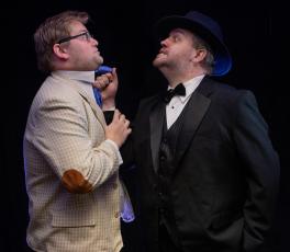 Andrew Heiser, left, and Steven Jones appear as Leo Bloom and Max Bialystock in Saltwater Performing Arts’ “The Producers.”