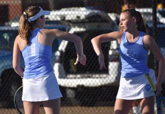 Bryce Kriner and Ashlie Aldridge (pictured from an earlier match) won at No. 1 doubles against Ponte Vedra. (Andy Diffenderfer, Tribune & Georgian)