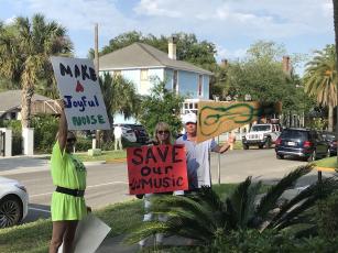 A few protestors appeared outside Fernandina Beach City Hall in support of the local live music scene, but were gone by the time the matter was discussed by the City Commission. 