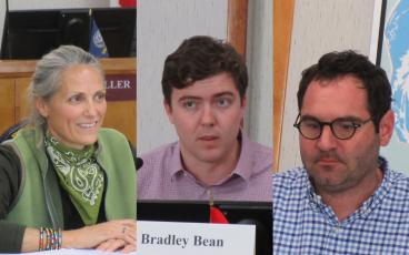 Tammi Kosack, Bradley Bean, and Benjamin Morrison are working to finalize a survey to be used by the Charter Review Committee to learn more about the interaction of city staff, charter officers, and city commissioners. JULIA ROBERTS/NEWS-LEADER