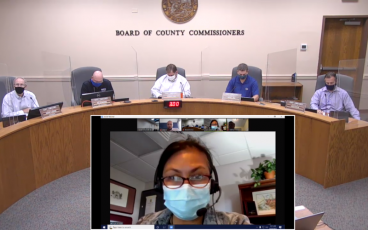 Dr. Eugenia Ngo-Seidel, the director of the Florida Department of Health-Nassau attended the Wednesday meeting of the Nassau County Board of County Commissioners via the Zoom videoconferencing application. GARY D. MORGANFOR THE NEWS-LEADER/NASSAU COUNTY