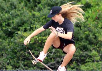 Poe Pinson hones her skills at the Fernandina Beach Skate Park, where she first got on a board at the age of 4.