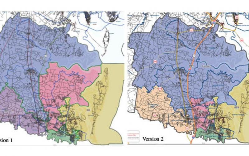 Proposed redistricting maps, versions 1 and 2