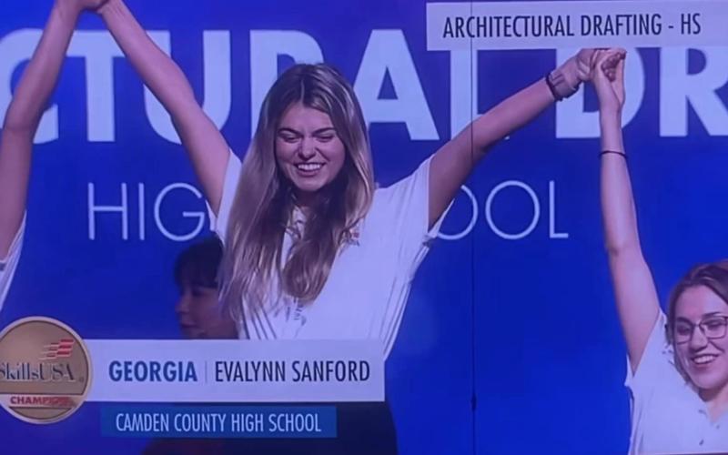 Camden County High School graduate Evalynn Sanford won a national championship in architectural drafting at the SkillsUSA National Leadership and Skills Conference in Atlanta.