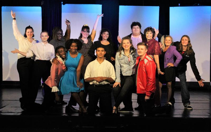 Cast members of Saltwater Performing Art’s “The Wedding Singer” include, front row, from left, Mark Anthony Newell, Sommer Kinsler, Murilo Antunes, Taylor Blecher and Paul Rogers. Back row: Carson Jones, Abigail Riffe, Omodara George, Courtney Henry, Eden George, Josh Champeau, Pat Chiarelli, Bonnie Monger and Zackary Kuzara.