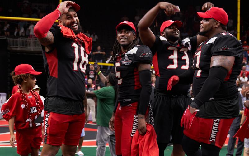 Former Wildcat Anthony Johnson (18) scored a touchdown in the National Arena League championship game last Saturday. (Submitted by Jacksonville Sharks)
