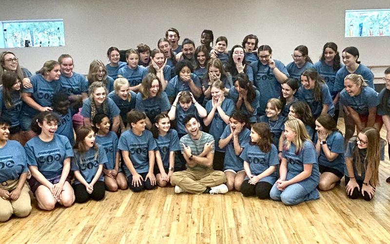 Broadway performer Danny Quadrino visits with Saltwater Performing Arts’ Mainstage Troup, which is preparing for “The Little Mermaid.”