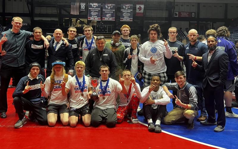 With 14 placers and four champions, the Camden County High wrestlers captured their 10th straight state traditional title last weekend in Macon. In its final season of competition, Class 7A never had a state dual or traditional champion other than Camden. (Submitted photo)