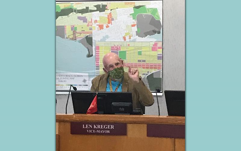 Fernandina Beach Vice Mayor Len Kreger voiced frustration about violations of the city's mask ordinance he saw when the commission held a workshop at the city-owned golf club, adding it was the city staff's responsibility to ask people to wear masks, not his as a city official.   JULIA ROBERTS/NEWS-LEADER