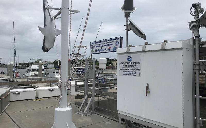 The National Oceanic and Atmospheric Administration has been gathering information from a station at the Fernandina Harbor Marina since May 1897. The current station was installed in 1997 and gathers information on wind, water levels, water and air temperatures, and barometric pressure. JULIA ROBERTS/NEWS-LEADER