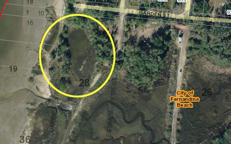 The circled area is a piece of property near Old Town that Vice Mayor Len Kreger is working to obtain from WestRock so the city can put it into conservation. CITY OF FERNANDINA BEACH