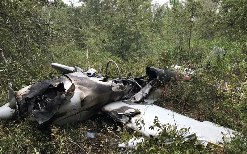 The wreckage of the small airplane that crashed in Hilliard Monday. Photo courtesy Nassau County  Sheriff's Office