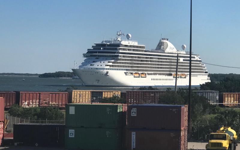 The 735-foot cruise ship Seven Seas Explorer at the Port of Fernandina.  Robert Fiege/News-Leader