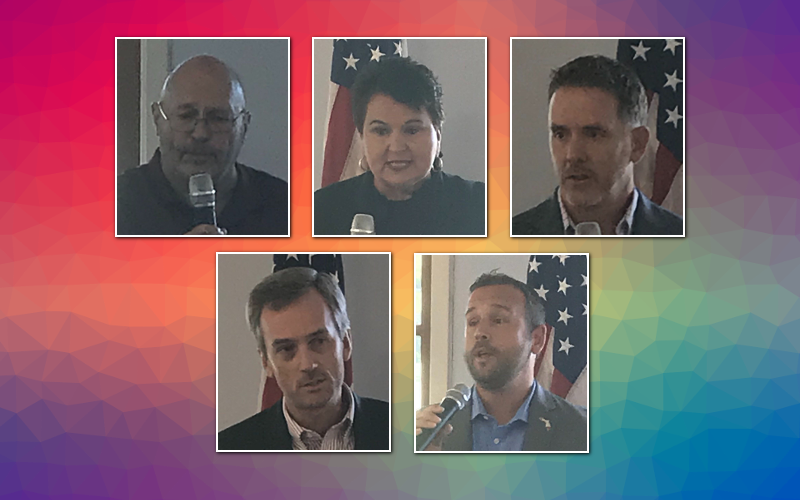 Speakers at the Federated Republican Women of Nassau luncheon included schools superintendent candidates Albert Wagner, Dr. Kathy Burns, and Dale Braddock and supervisor of elections candidates Stan Bethea and Justin Taylor. JULIA ROBERTS AND MICHAEL MILLER/NEWS-LEADER