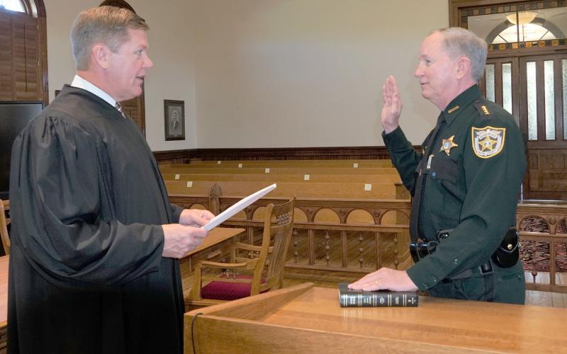 Sheriff Bill Leeper swears in for a third term in office Jan. 5, with Judge Steven Fahlgren administering the oath. His term runs until Jan. 6, 2025. 