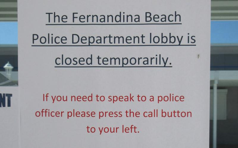 The lobby at the Fernandina Beach Police Department has closed to help limit the potential spread of coronavirus, according to Chief Jim Hurley. JULIA ROBERTS/NEWS-LEADER
