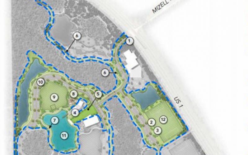 The first phase of the regional park will cost $4.4 million and includes the entry road, signage, pavilions, restrooms, a village green, 9,400 linear feet of trails, a playground, multiuse fields, a pond and 280 parking spaces.