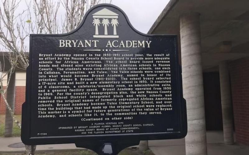 Bryant Academy opened in 1950 and served as a school for Black children for 19 years. The site of the school now contains Yulee Elementary School.
