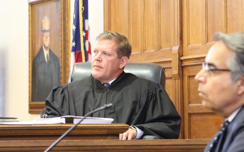Fourth Judicial Circuit Court Judge Steven Fahlgren listens during a public records case July 23.