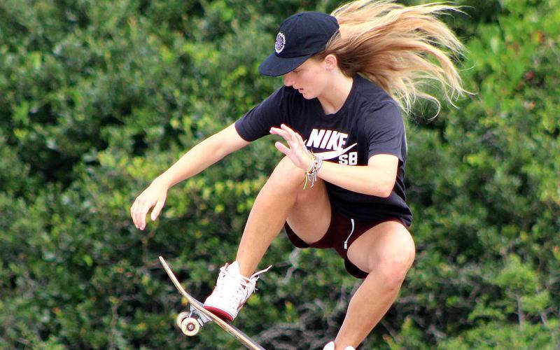 Poe Pinson hones her skills at the Fernandina Beach Skate Park, where she first got on a board at the age of 4.